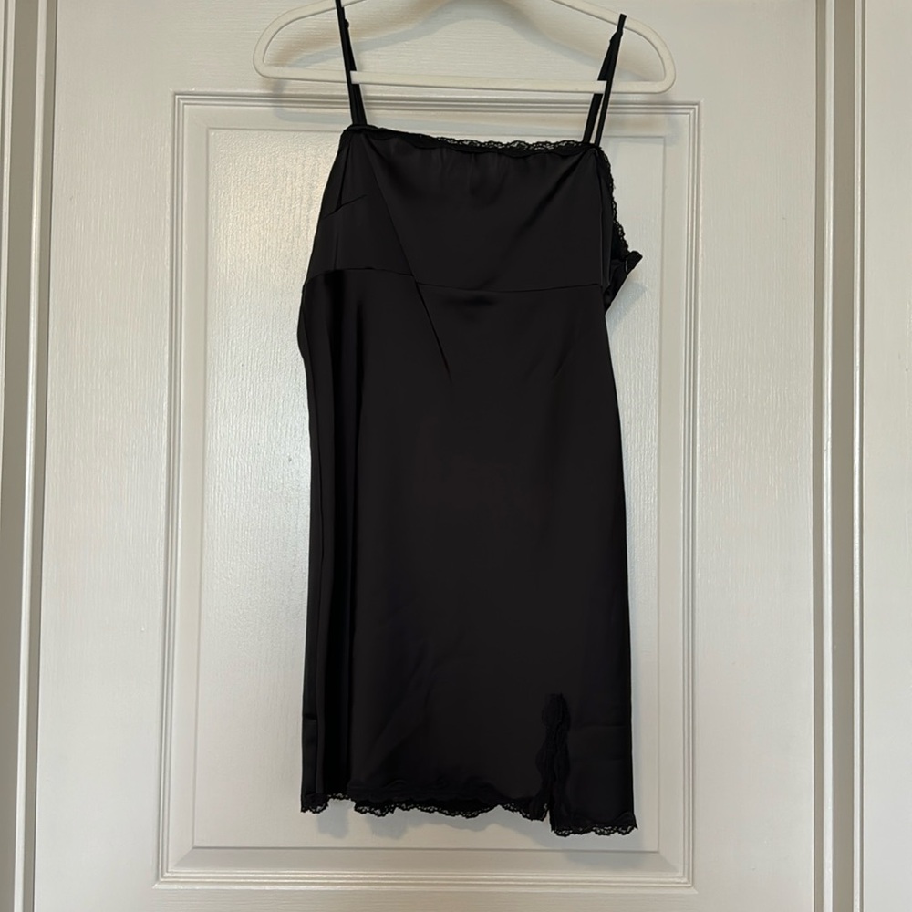 Urban Outfitters - Black Lace-Trim Mini Dress